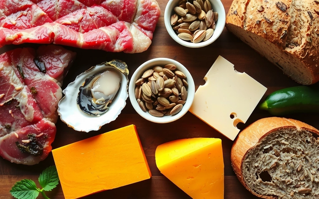 Ποικιλία τροφών πλούσιων σε ψευδάργυρο